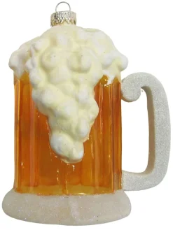 Krebs Glas Lauscha Weihnachtsschmuck<Christbaumornament "Bierkrug" in Hellbraun - (L)12 cm