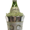 Krebs Glas Lauscha Weihnachtsschmuck<Christbaumornament "Champagner mit Kühler" in Grau - (L)14 cm