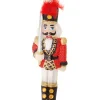 Krebs Glas Lauscha Weihnachtsschmuck<Christbaumornament "Nussknacker mit Gewehr" in Rot/ Bunt - (L)11 cm
