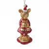 MARELIDA Weihnachtsschmuck<Christbaumschmuck Maus mit Pfannkuchen Glas H: 15cm in rot