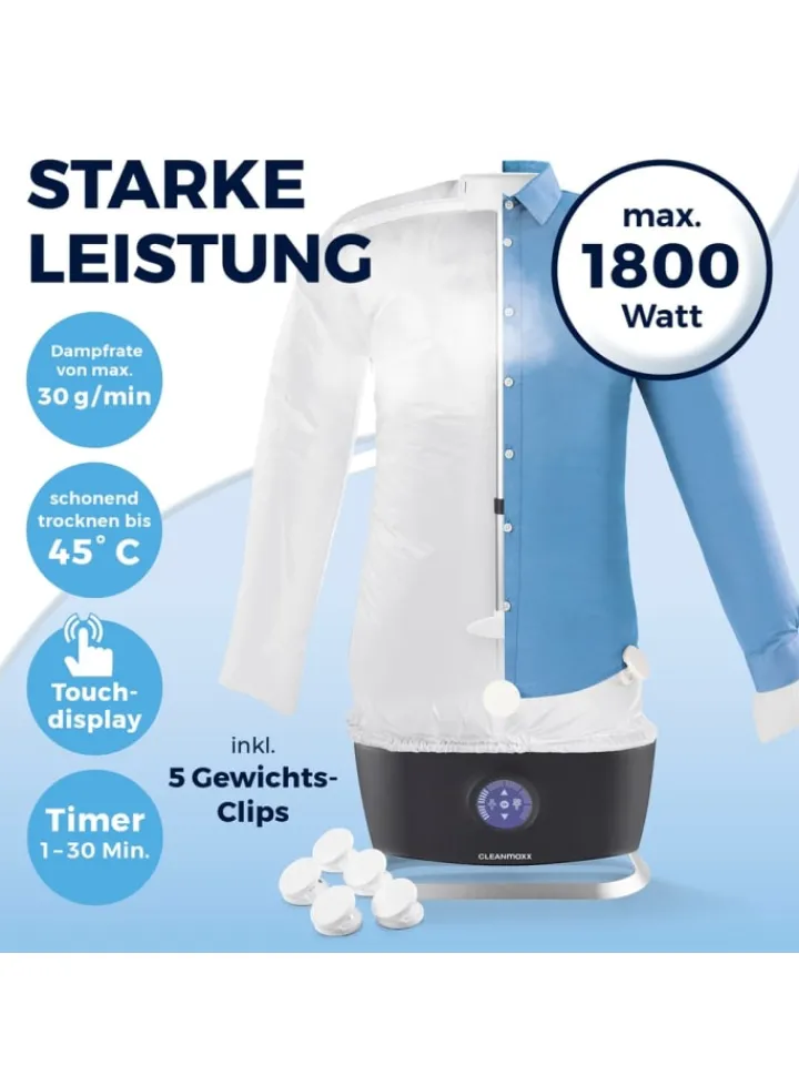 CLEANmaxx Bügeleisen<Bügler mit Dampffunktion für Hemden & Blusen + Bügler-Aufsatz für