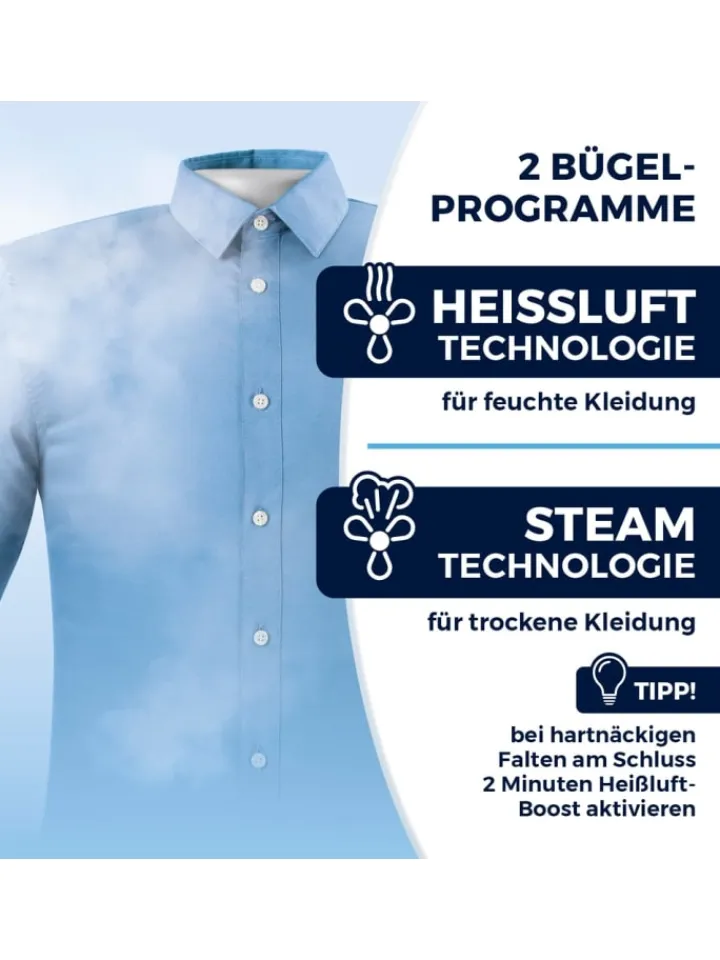 CLEANmaxx Bügeleisen<Bügler mit Dampffunktion für Hemden & Blusen + Bügler-Aufsatz für