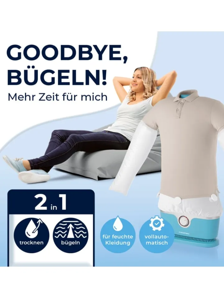 CLEANmaxx Bügeleisen<Bügler mit Timerfunktion für Hemden & Blusen - Blau