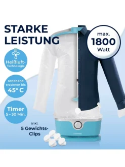 CLEANmaxx Bügeleisen<Bügler mit Timerfunktion für Hemden & Blusen - Blau