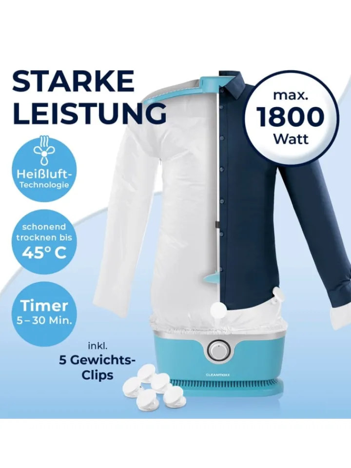 CLEANmaxx Bügeleisen<Bügler mit Timerfunktion für Hemden & Blusen - Blau