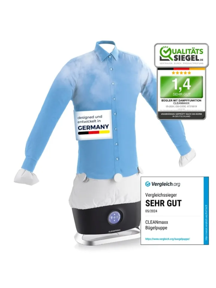 CLEANmaxx Bügeleisen<Hemdenbügler PRO STEAM - automatisch auffrischen, trocknen und bügel