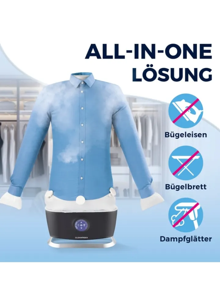 CLEANmaxx Bügeleisen<Hemdenbügler PRO STEAM - automatisch auffrischen, trocknen und bügel