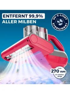 CLEANmaxx Staubsauger<Milben-Handstaubsauger mit UV-C-Licht 450W grau/rot