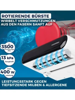 CLEANmaxx Staubsauger<Milben-Handstaubsauger 400W weiß/rot