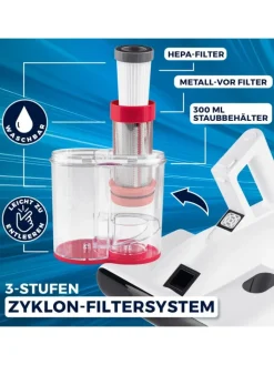 CLEANmaxx Staubsauger<Milben-Handstaubsauger 400W weiß/rot