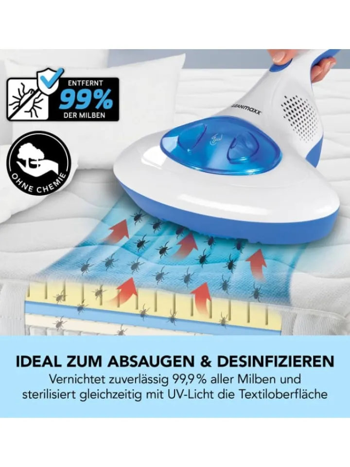 CLEANmaxx Staubsauger<Milben-Handstaubsauger mit UV-C-Licht - blau/weiß