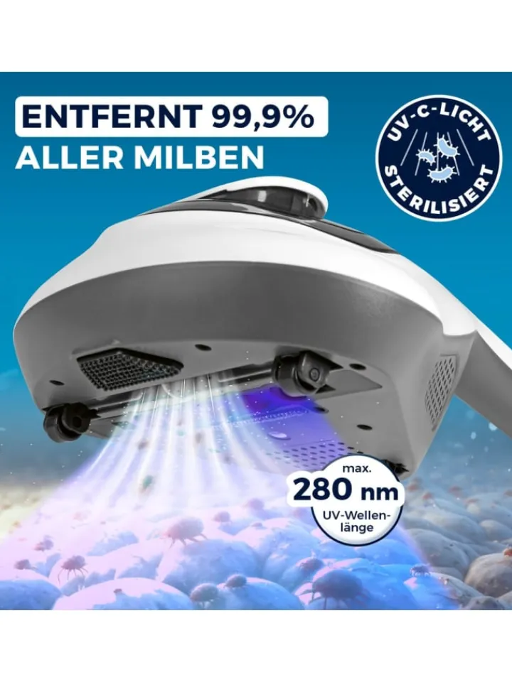 CLEANmaxx Staubsauger<Milbensauger Vibration - entfernt 99,9 % aller Milben - mit UV-C-Licht