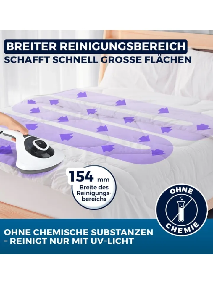 CLEANmaxx Staubsauger<Milbensauger Vibration - entfernt 99,9 % aller Milben - mit UV-C-Licht