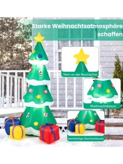 COSTWAY Künstliche Weihnachtsbäume<180cm aufblasbarer LED Weihnachtsbaum in Grün