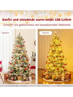 COSTWAY Künstliche Weihnachtsbäume<190cm Künstlich PE Weihnachtsbaum LED in Grün