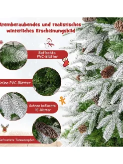 COSTWAY Künstliche Weihnachtsbäume<190cm Künstlich PE Weihnachtsbaum LED in Grün