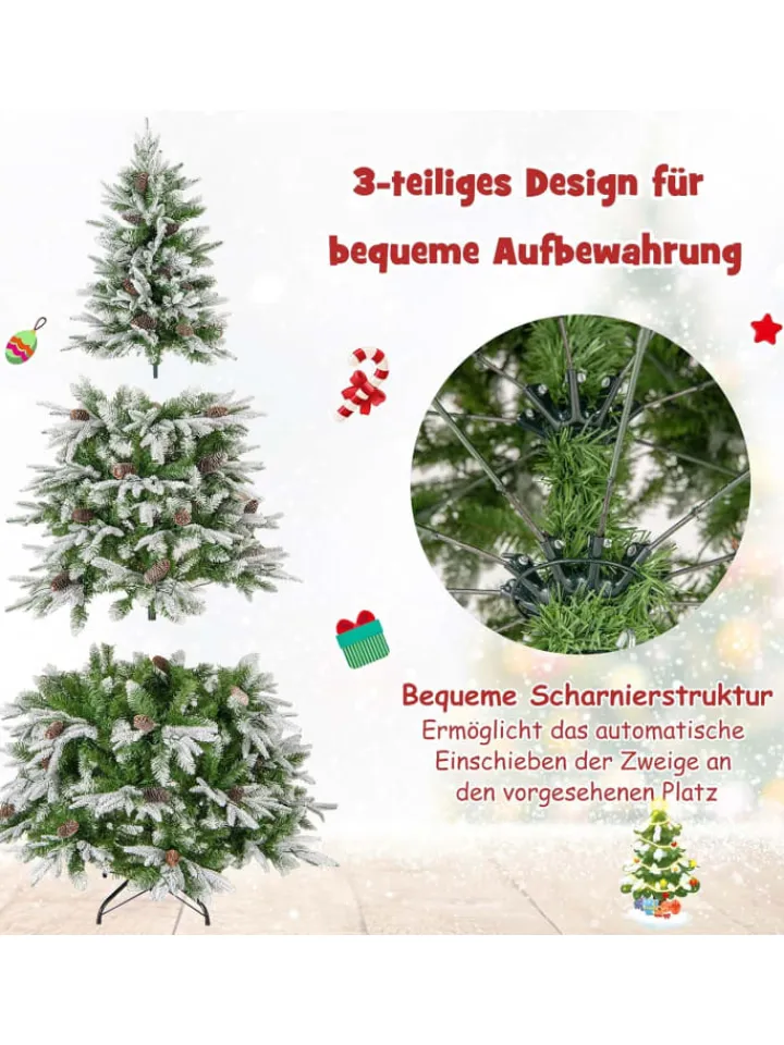 COSTWAY Künstliche Weihnachtsbäume<190cm Künstlich PE Weihnachtsbaum LED in Grün