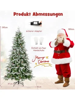 COSTWAY Künstliche Weihnachtsbäume<190cm Künstlich PE Weihnachtsbaum LED in Grün