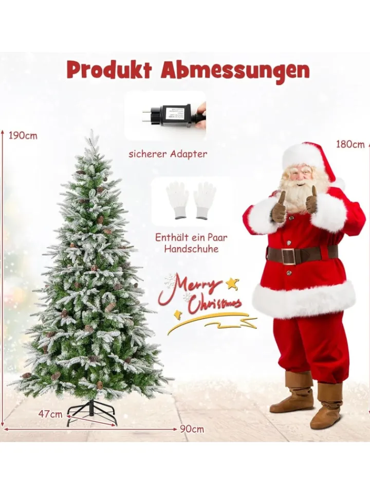 COSTWAY Künstliche Weihnachtsbäume<190cm Künstlich PE Weihnachtsbaum LED in Grün