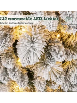 COSTWAY Künstliche Weihnachtsbäume<150cm Künstlich Weihnachtsbaum mit Beleuchtung in Weiß