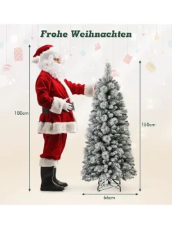 COSTWAY Künstliche Weihnachtsbäume<150cm Künstlich Weihnachtsbaum mit Beleuchtung in Weiß