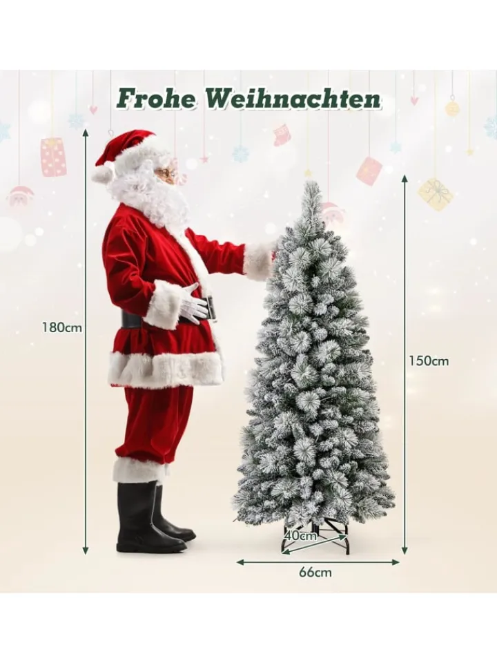 COSTWAY Künstliche Weihnachtsbäume<150cm Künstlich Weihnachtsbaum mit Beleuchtung in Weiß