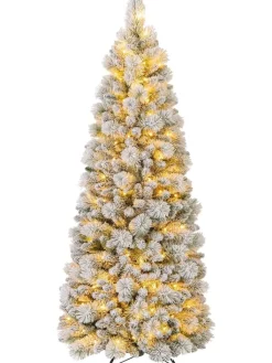 COSTWAY Künstliche Weihnachtsbäume<180cm Künstlich Weihnachtsbaum mit Beleuchtung in Weiß