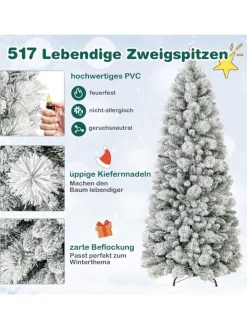 COSTWAY Künstliche Weihnachtsbäume<180cm Künstlich Weihnachtsbaum mit Beleuchtung in Weiß