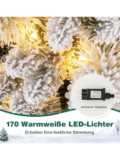 COSTWAY Künstliche Weihnachtsbäume<180cm Künstlich Weihnachtsbaum mit Beleuchtung in Weiß