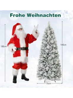 COSTWAY Künstliche Weihnachtsbäume<180cm Künstlich Weihnachtsbaum mit Beleuchtung in Weiß
