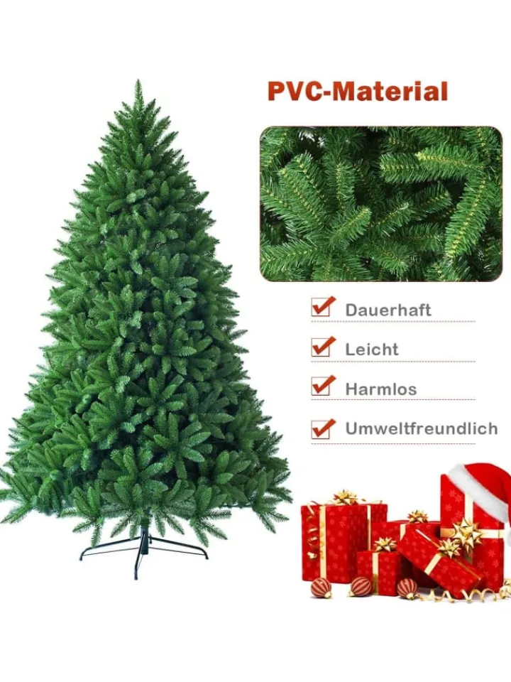 COSTWAY Künstliche Weihnachtsbäume<180cm Künstlicher Weihnachtsbaum mit Metallständer in Grün