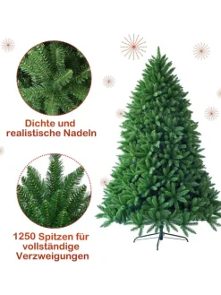 COSTWAY Künstliche Weihnachtsbäume<180cm Künstlicher Weihnachtsbaum mit Metallständer in Grün