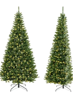 COSTWAY Künstliche Weihnachtsbäume<240cm Künstlicher Weihnachtsbaum Ecke mit Beleuchtung in Grün