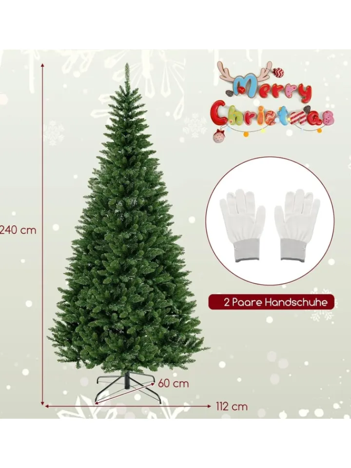 COSTWAY Künstliche Weihnachtsbäume<240cm Künstlicher Weihnachtsbaum Ecke mit Beleuchtung in Grün