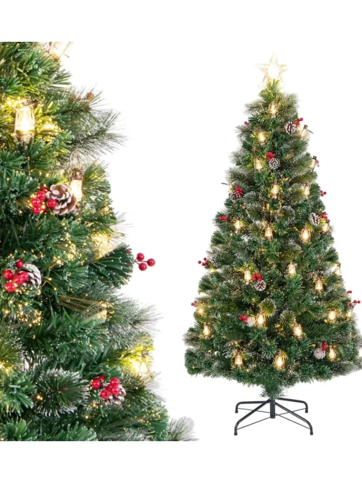 COSTWAY Künstliche Weihnachtsbäume<180cm Künstlicher Weihnachtsbaum mit Beleuchtung in Grün