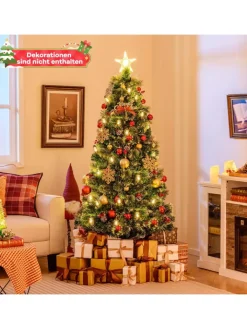 COSTWAY Künstliche Weihnachtsbäume<180cm Künstlicher Weihnachtsbaum mit Beleuchtung in Grün