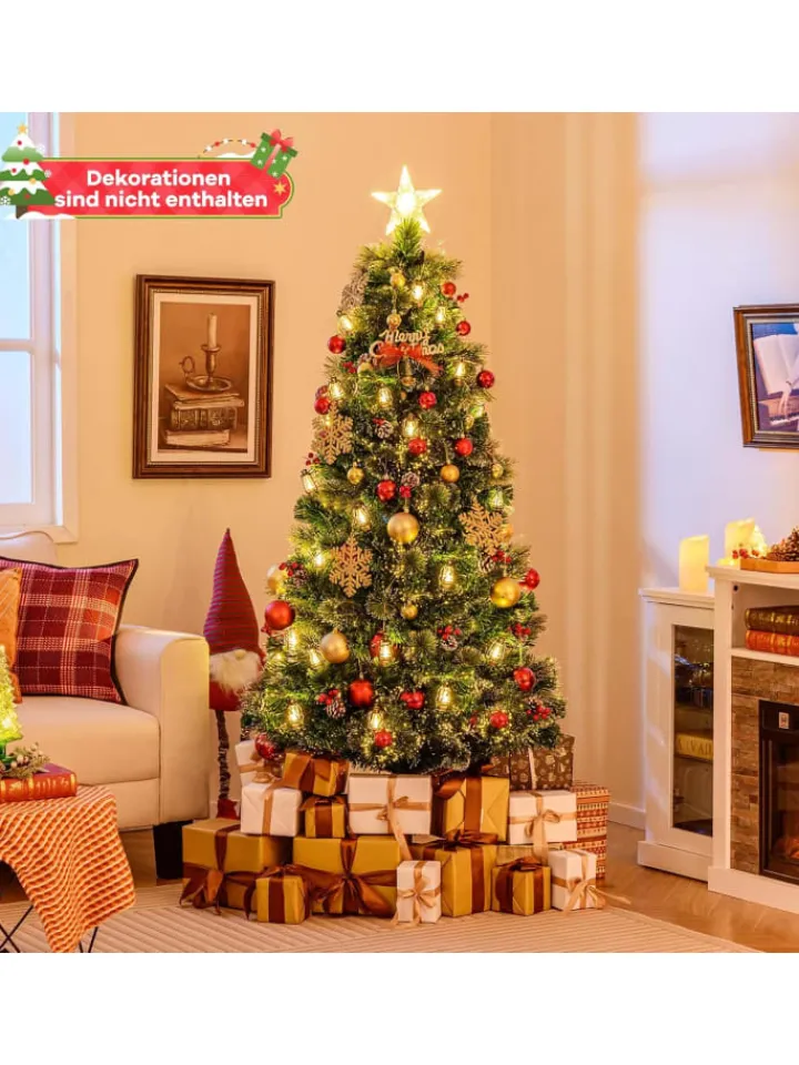 COSTWAY Künstliche Weihnachtsbäume<180cm Künstlicher Weihnachtsbaum mit Beleuchtung in Grün