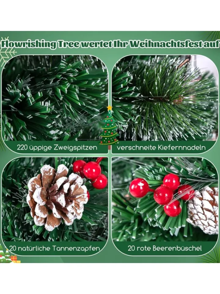 COSTWAY Künstliche Weihnachtsbäume<180cm Künstlicher Weihnachtsbaum mit Beleuchtung in Grün