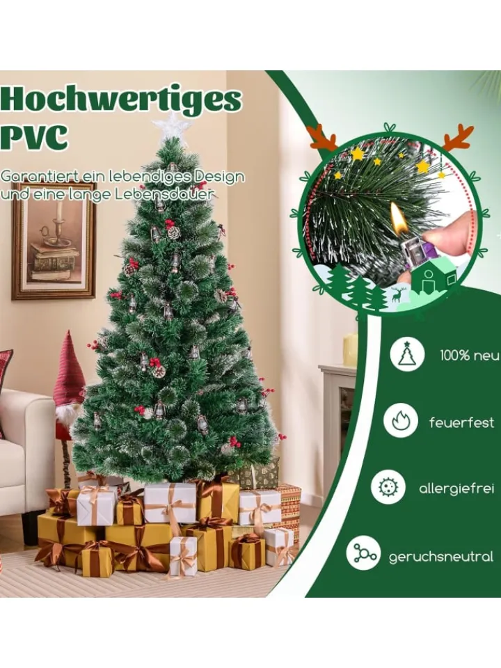 COSTWAY Künstliche Weihnachtsbäume<180cm Künstlicher Weihnachtsbaum mit Beleuchtung in Grün