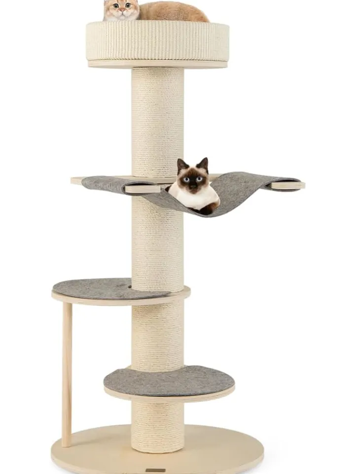 COSTWAY Katzen<120cm Kratzbaum Holz in Grau