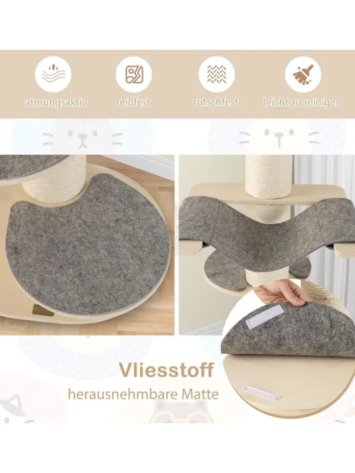 COSTWAY Katzen<120cm Kratzbaum Holz in Grau