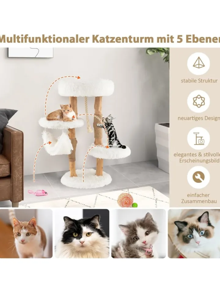 COSTWAY Katzen<87cm Kratzbaum in Weiß