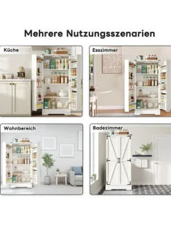 ABRIHOME Regale & Schränke<128.5cm LED Küchenschrank mit 2 Flügeltüren und Verstellbaren Regalen