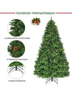 COSTWAY Künstliche Weihnachtsbäume<240cm LED Künstlicher Weihnachtsbaum in Grün