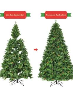 COSTWAY Künstliche Weihnachtsbäume<240cm LED Künstlicher Weihnachtsbaum in Grün