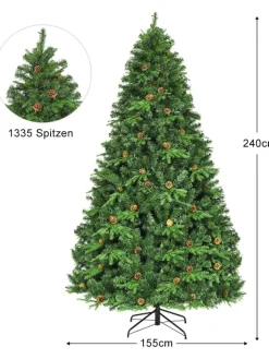 COSTWAY Künstliche Weihnachtsbäume<240cm LED Künstlicher Weihnachtsbaum in Grün