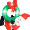 COSTWAY Weihnachtsschmuck<120cm LED Weihnachtsmann mit Kranz in Rot