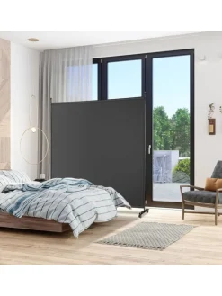 COSTWAY Paravents<184cm Raumteiler auf Rollen in Schwarz