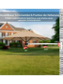 COSTWAY Gartenmöbel<Ø247cm Sonnenschirm wandmontiert in Hellbraun