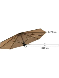 COSTWAY Gartenmöbel<Ø247cm Sonnenschirm wandmontiert in Hellbraun